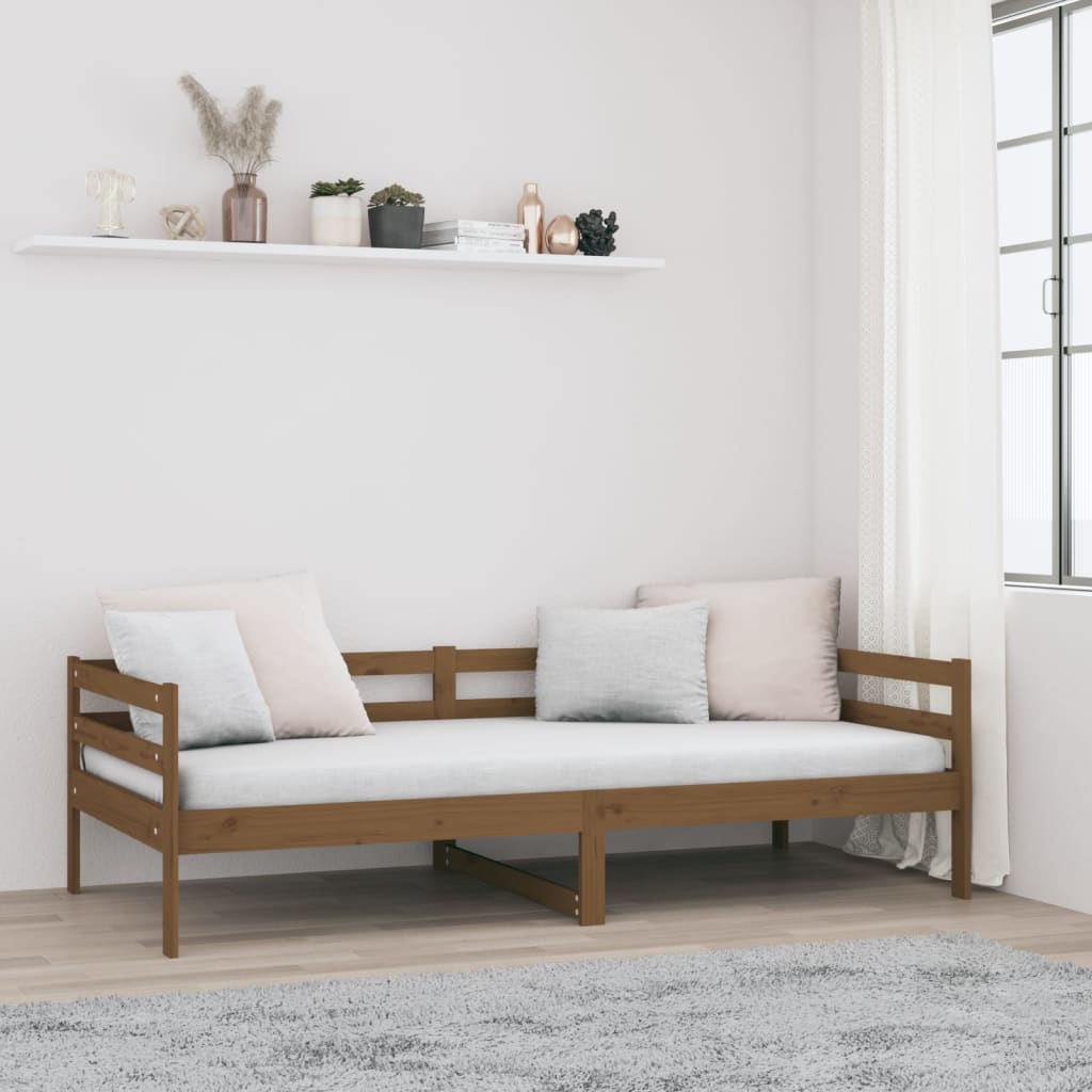 mézbarna tömör fenyőfa kanapéágy 90 x 190 cm
