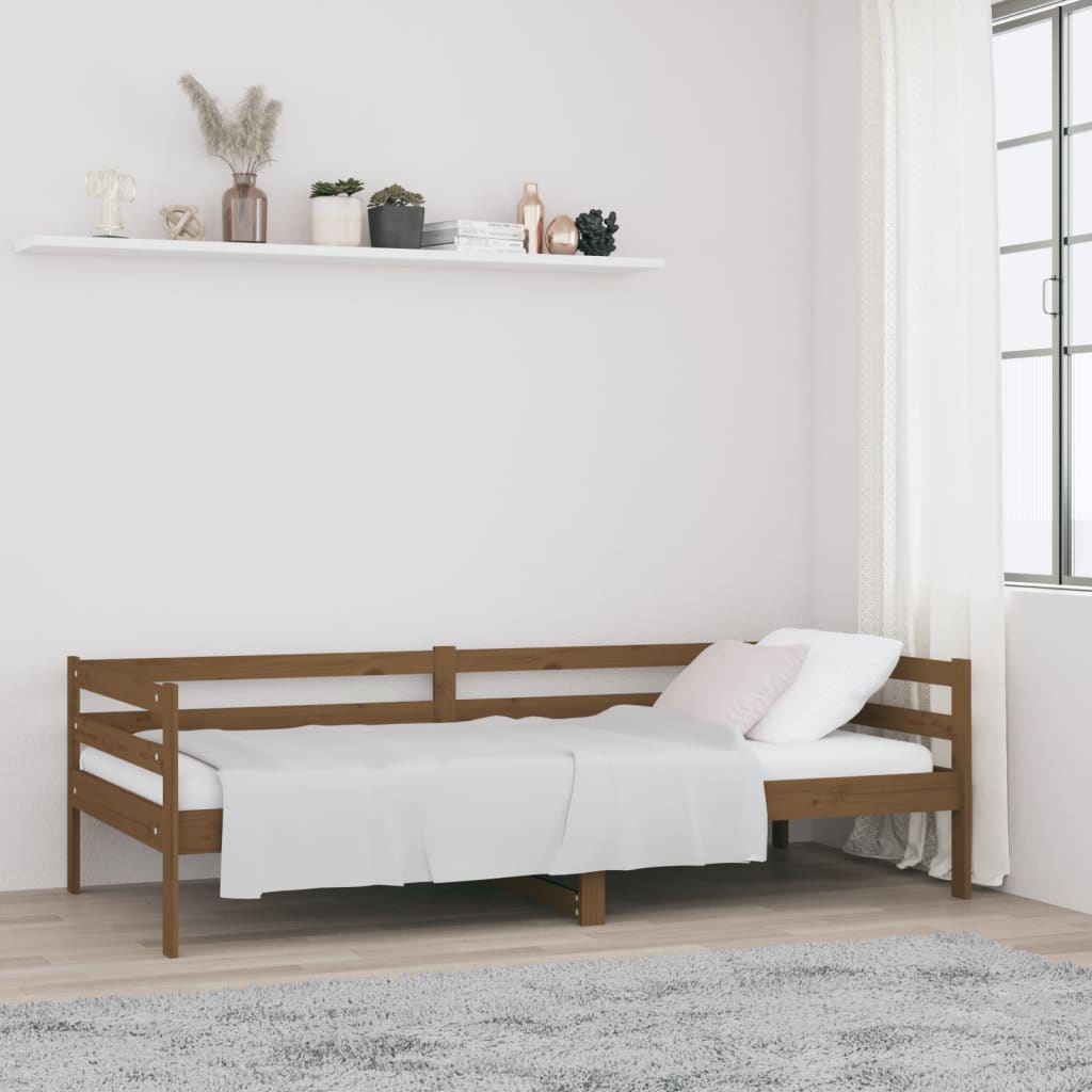 mézbarna tömör fenyőfa kanapéágy 90 x 190 cm