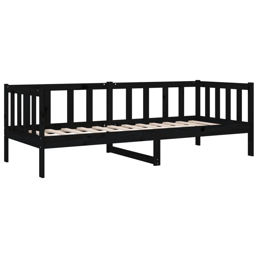 fekete tömör fenyőfa kanapéágy 90 x 190 cm