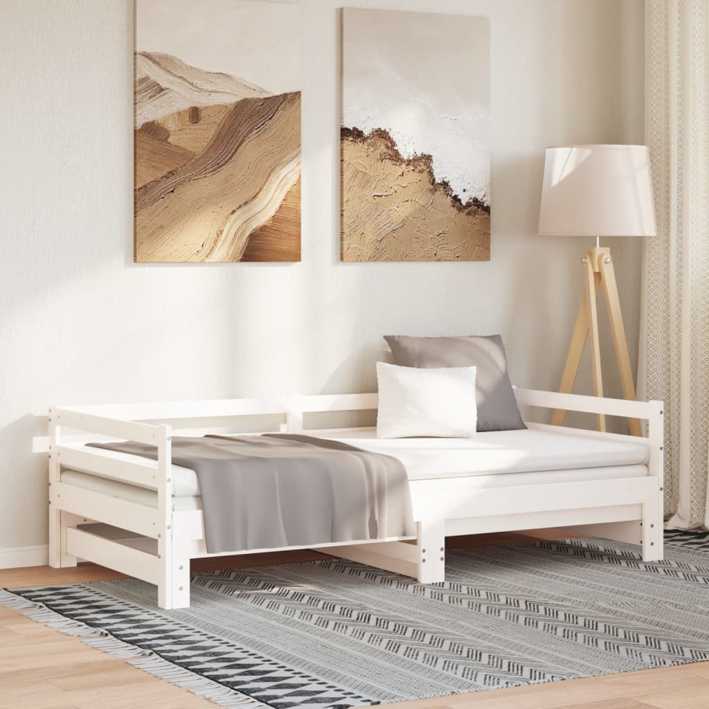 fehér kihúzható nappali ágy matrac nélkül 90x190 cm
