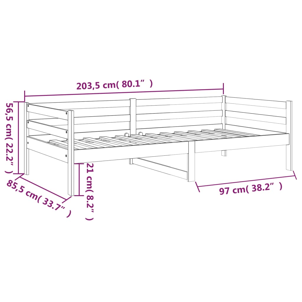 tömör fenyőfa kanapéágy matrac nélkül 80 x 200 cm