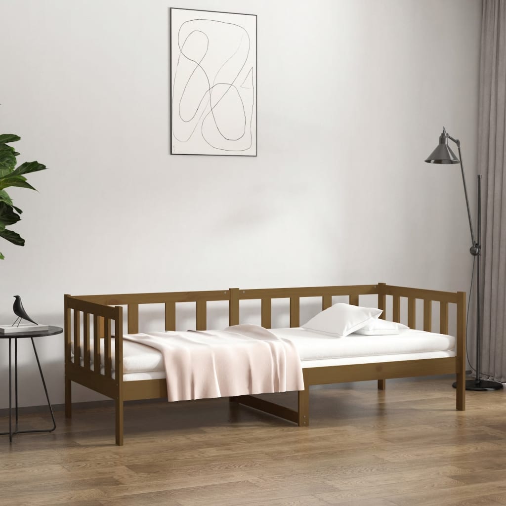 mézbarna tömör fenyőfa kanapéágy 80 x 200 cm