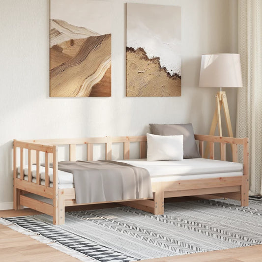 tömör fenyőfa kihúzható kanapéágy 2x(80x200) cm