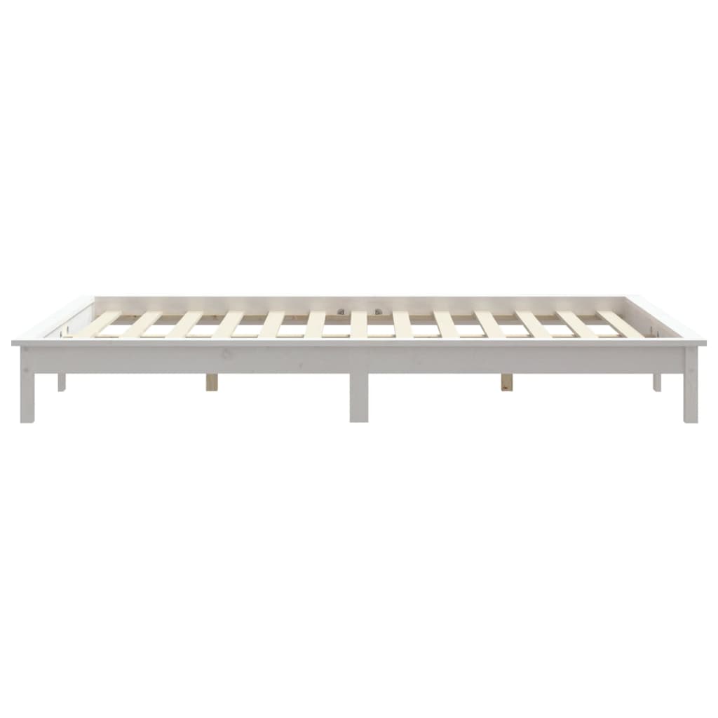 fehér tömör fenyőfa ágykeret 150x200 cm (King Size)