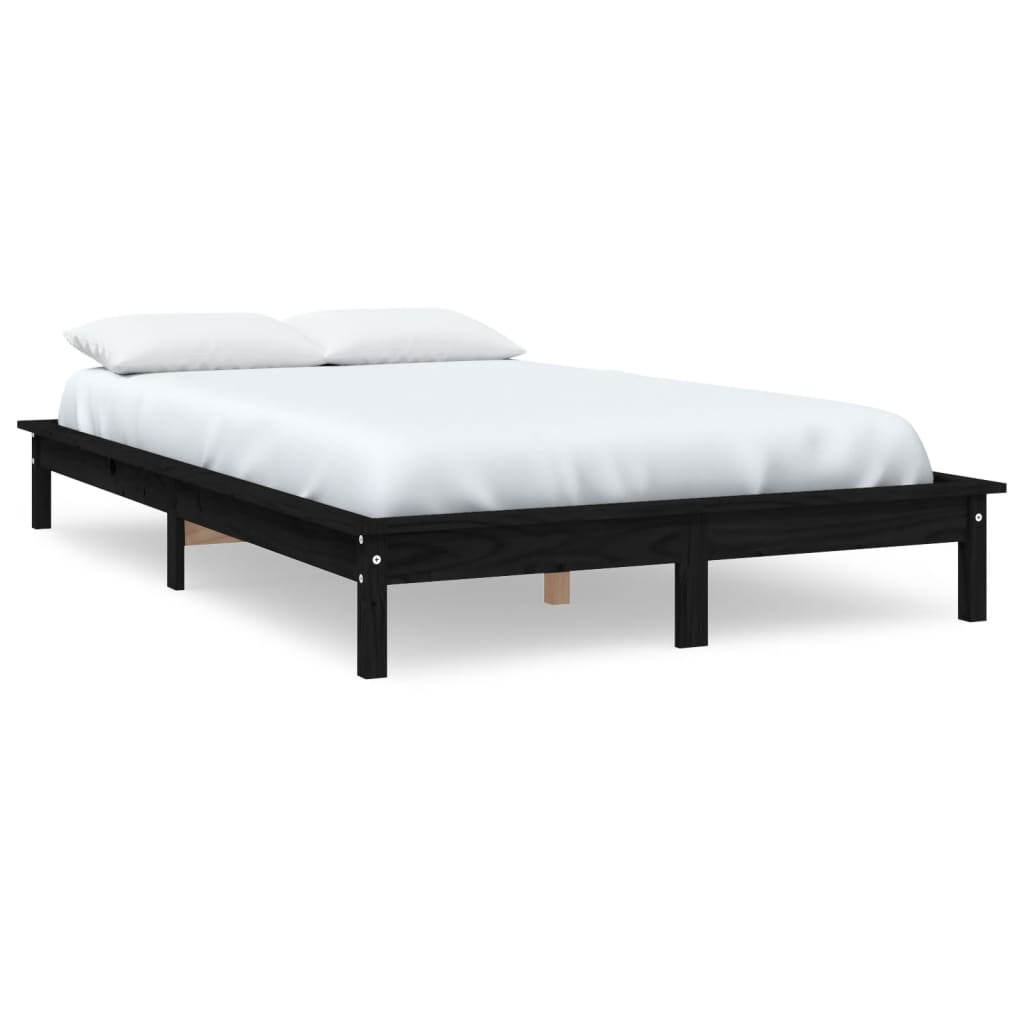 Super King Size fekete tömör fenyőfa ágykeret 180 x 200 cm
