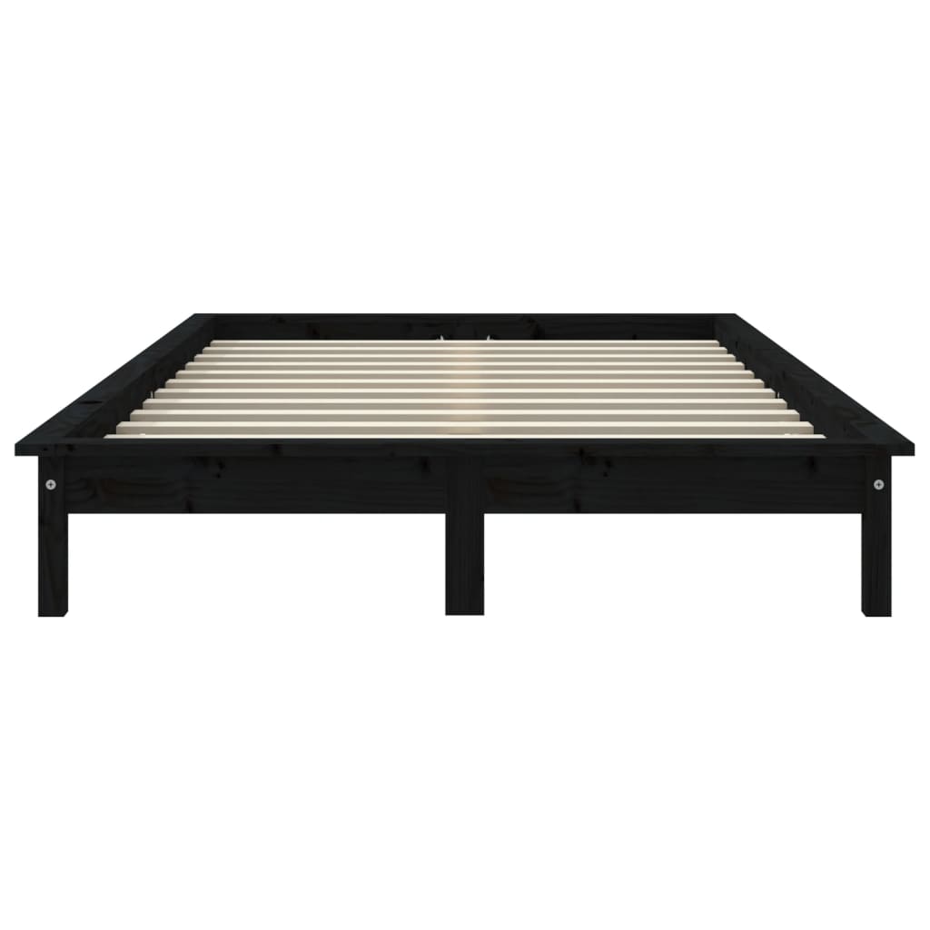Super King Size fekete tömör fenyőfa ágykeret 180 x 200 cm