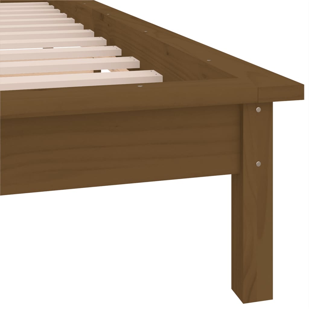 mézbarna tömör fa ágykeret LED világítással 100 x 200 cm
