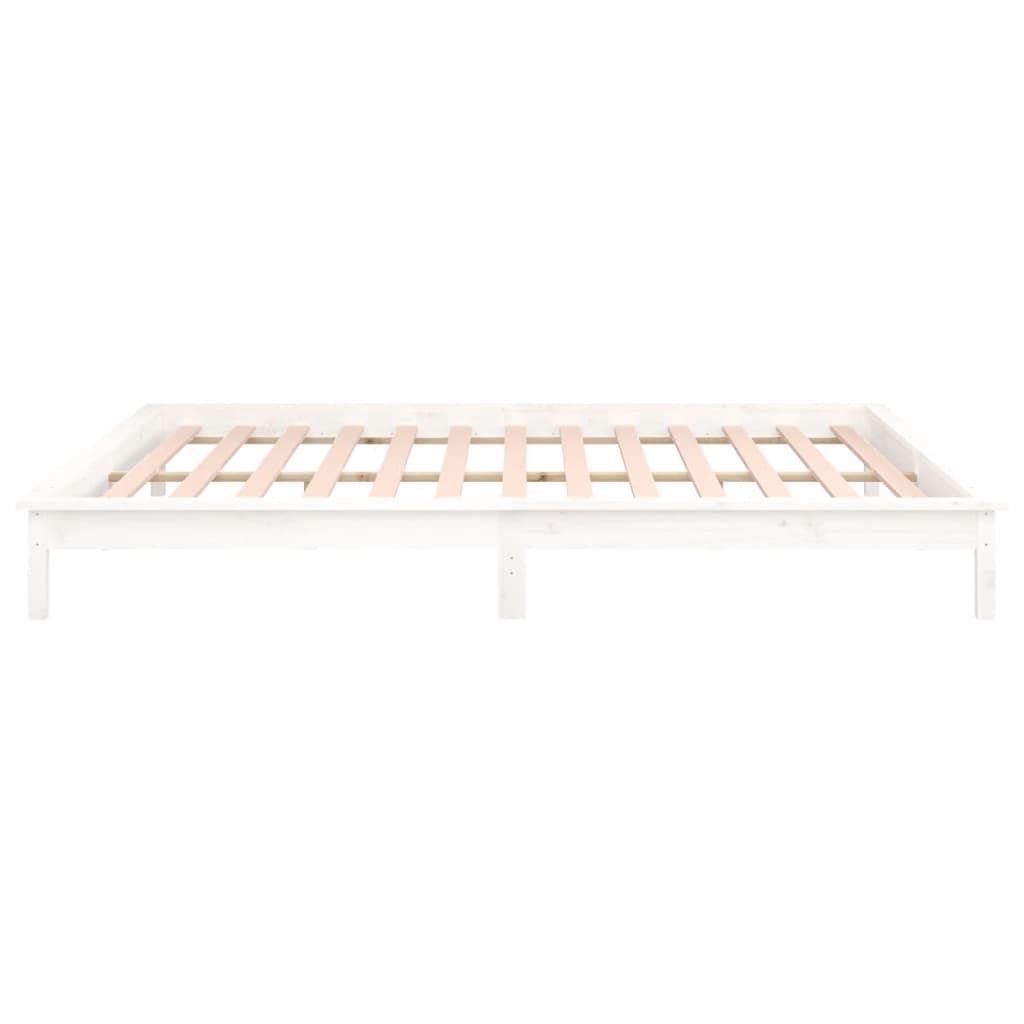 fehér tömör fa ágykeret LED-világítással 120 x 200 cm