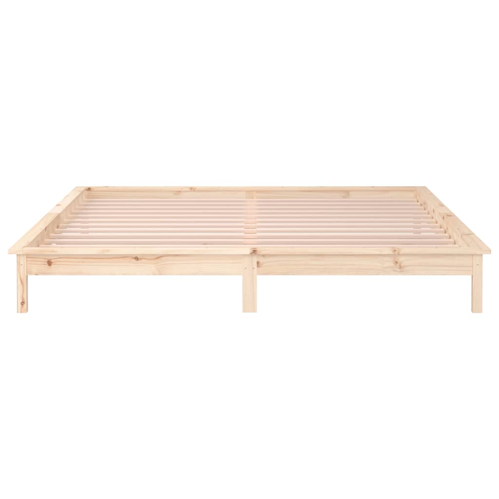 King Size tömör fa LED-es ágykeret 150 x 200 cm