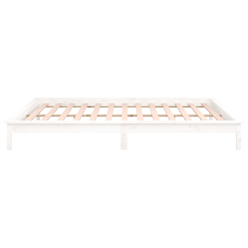 fehér tömör fa ágykeret LED-ekkel 180 x 200 cm (Super King)