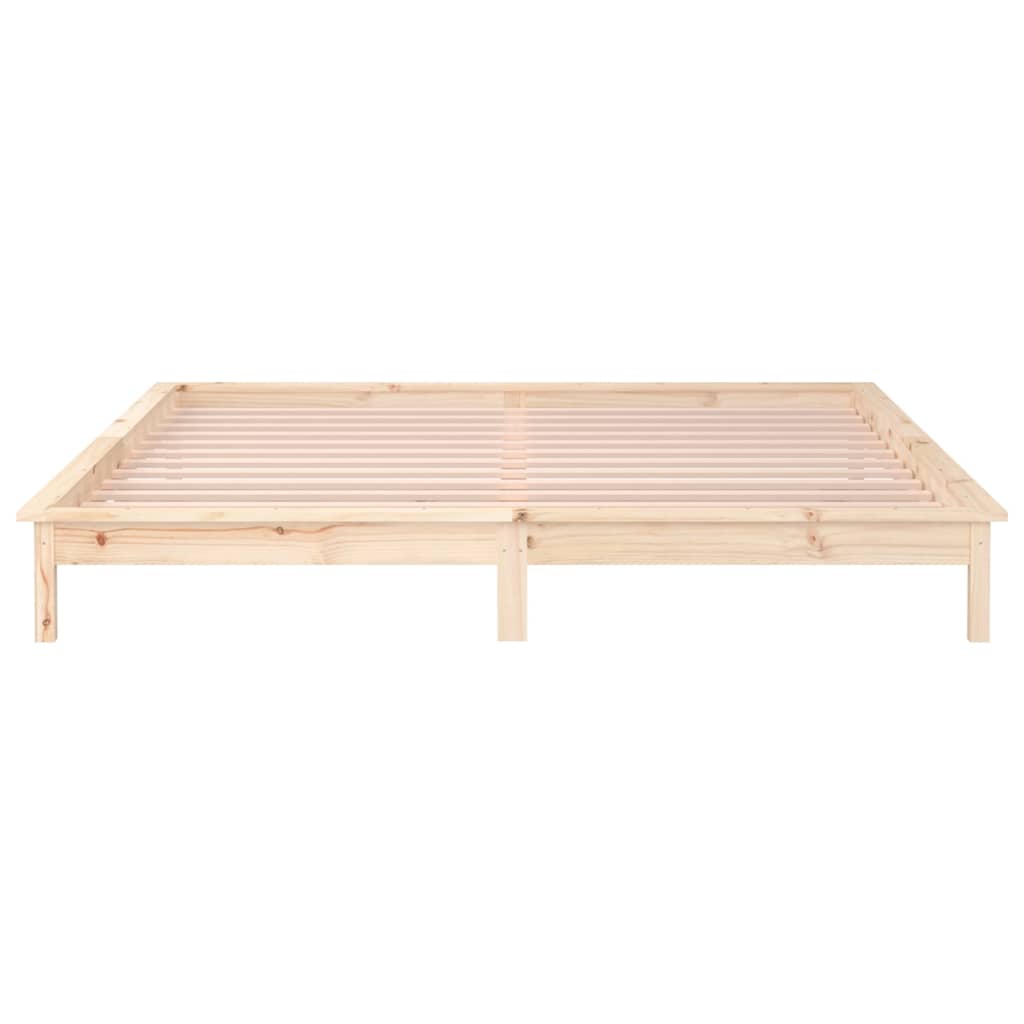 tömör fa ágykeret LED-világítással 200 x 200 cm