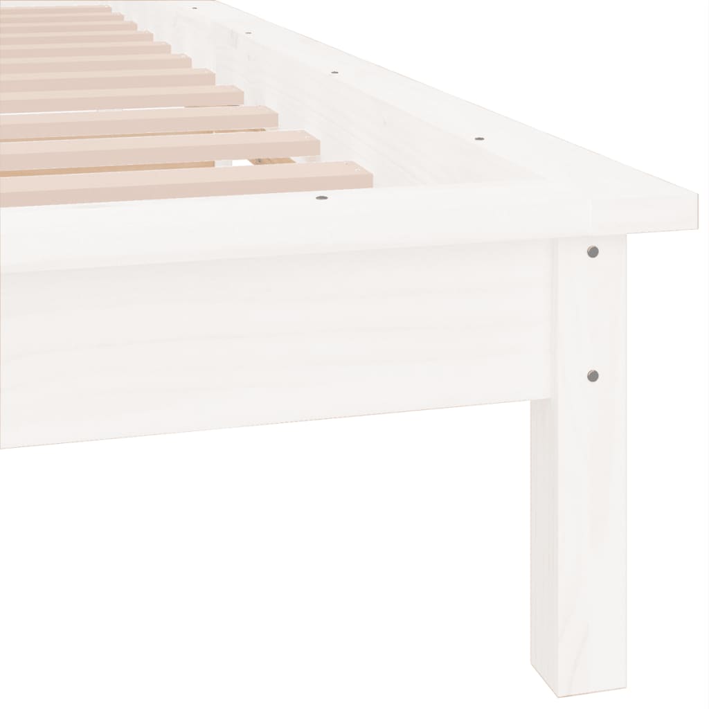 Small Single fehér tömör fa LED-es ágykeret 75 x 190 cm