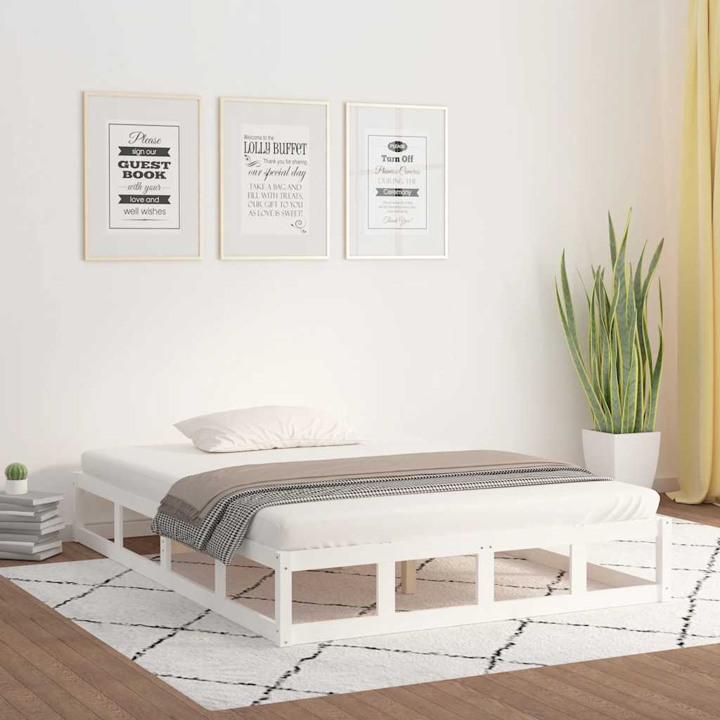 fehér tömör fa ágykeret 140x200 cm