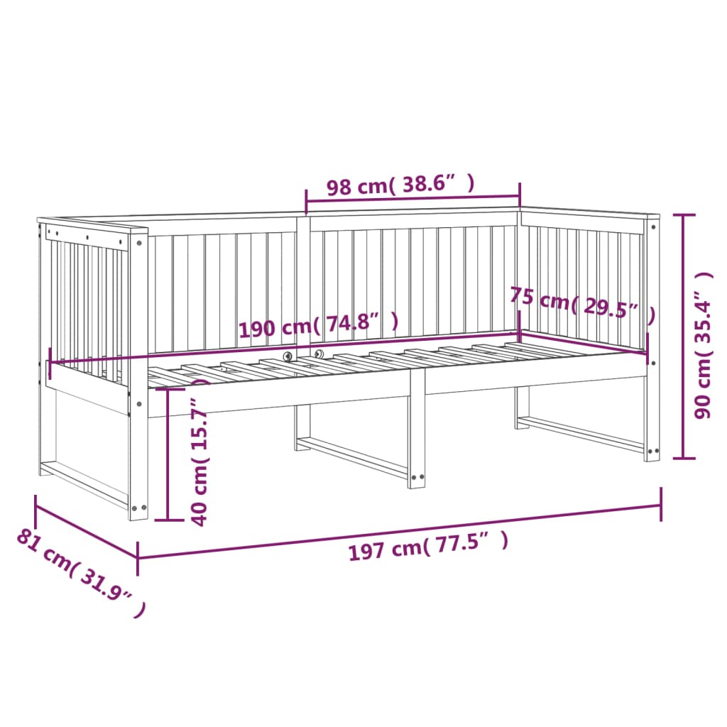 kanapéágy ágy matrac fehér 75x190 cm tömör fa fenyőfa