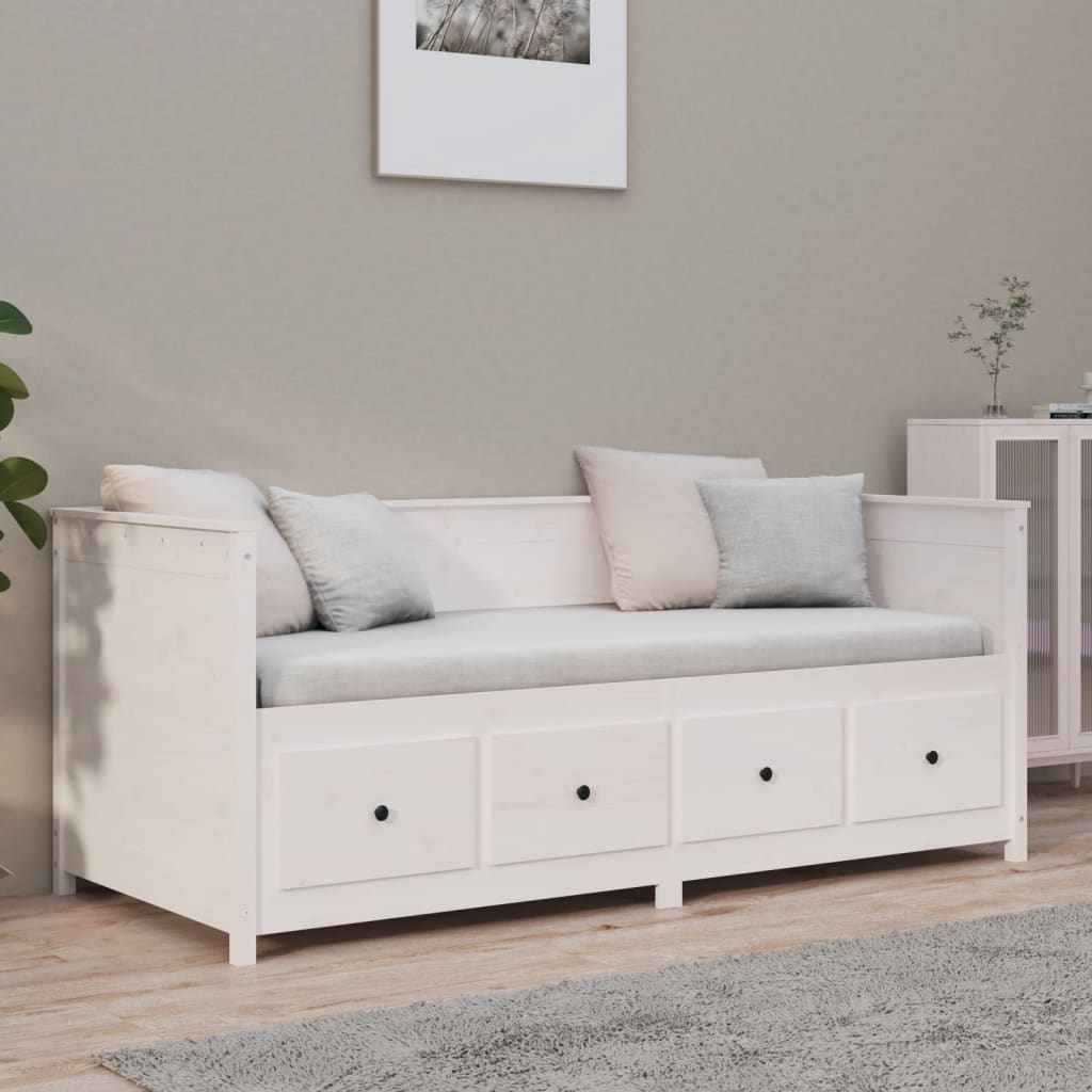 fehér tömör fenyőfa kanapéágy matrac nélkül 90 x 190 cm