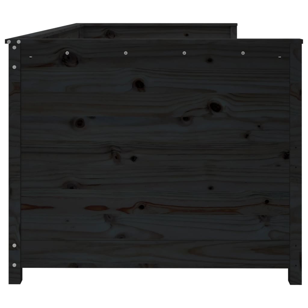fekete tömör fenyőfa kanapéágy 75 x 190 cm