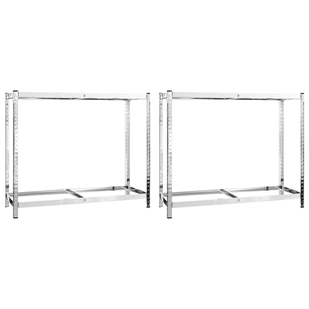 2 db ezüstszínű 2 szintes acél gumiabroncstartó 110x40x110 cm