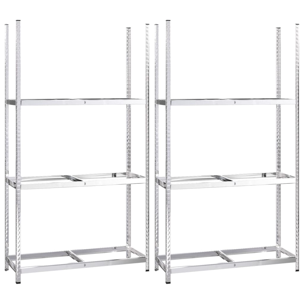 2 db ezüstszínű 3-rétegű acél gumiabroncstartó 110x40x200 cm