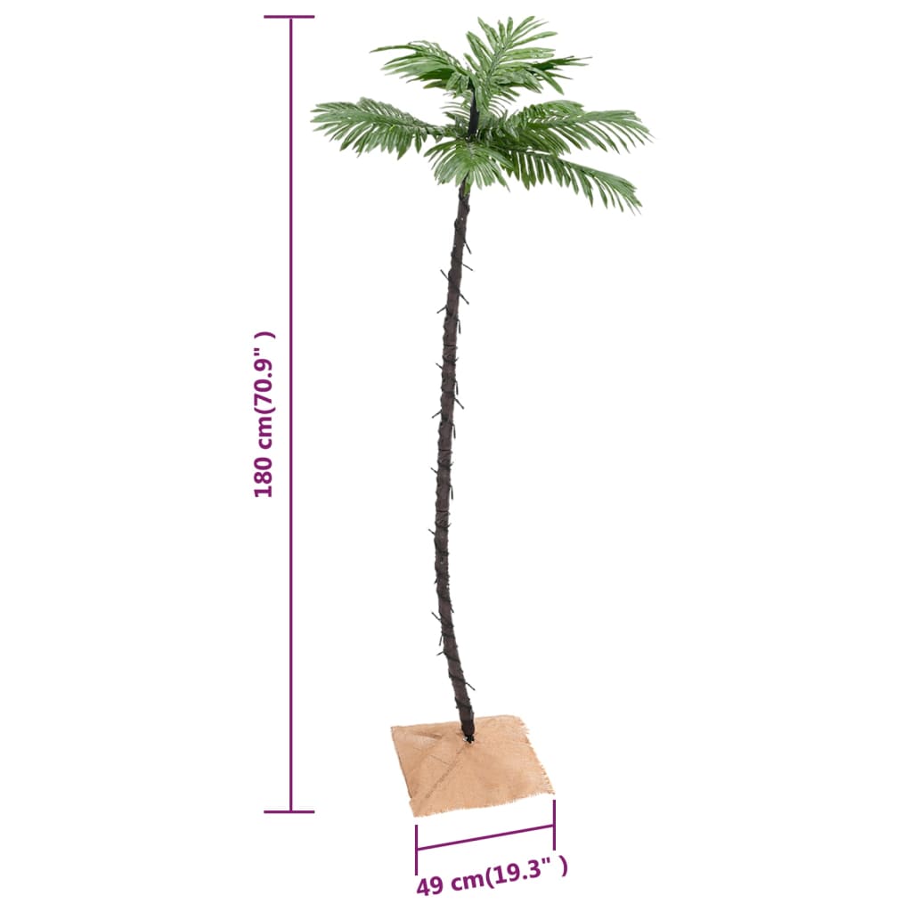 LED-es pálmafa 96 meleg fehér LED-del 180 cm