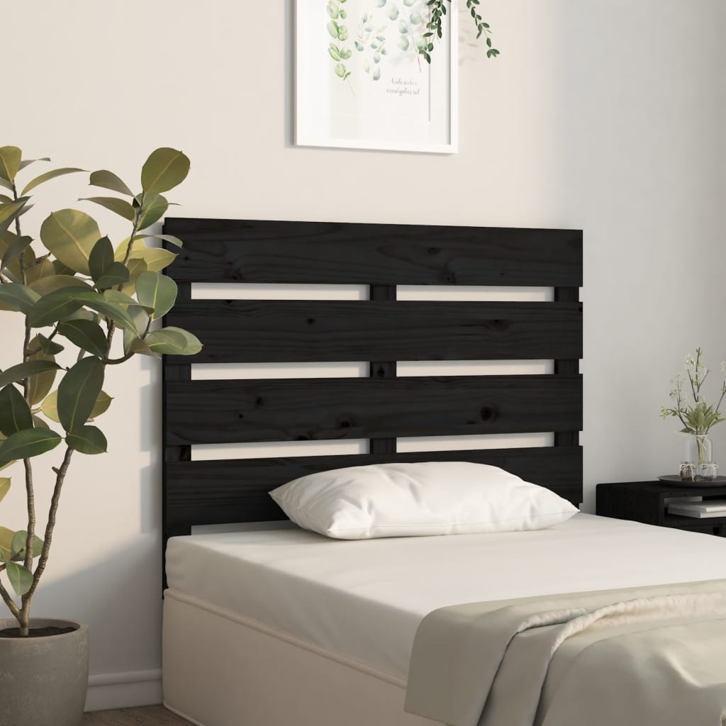 fekete tömör fenyőfa fejtámla 100 x 3 x 80 cm