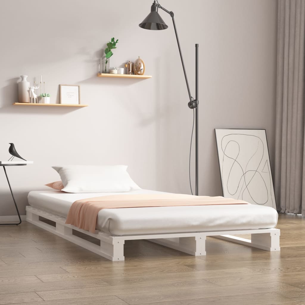 fehér tömör fenyőfa raklapágy 90 x 200 cm