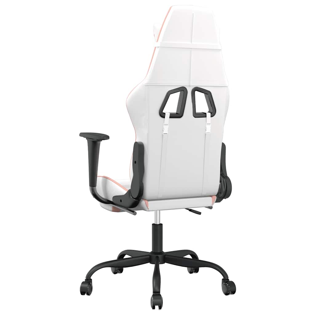 fehér és rózsaszín műbőr masszázsjátékszék lábtartóval