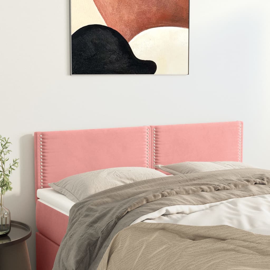 rózsaszín bársony fejtámla 144x5x78/88 cm