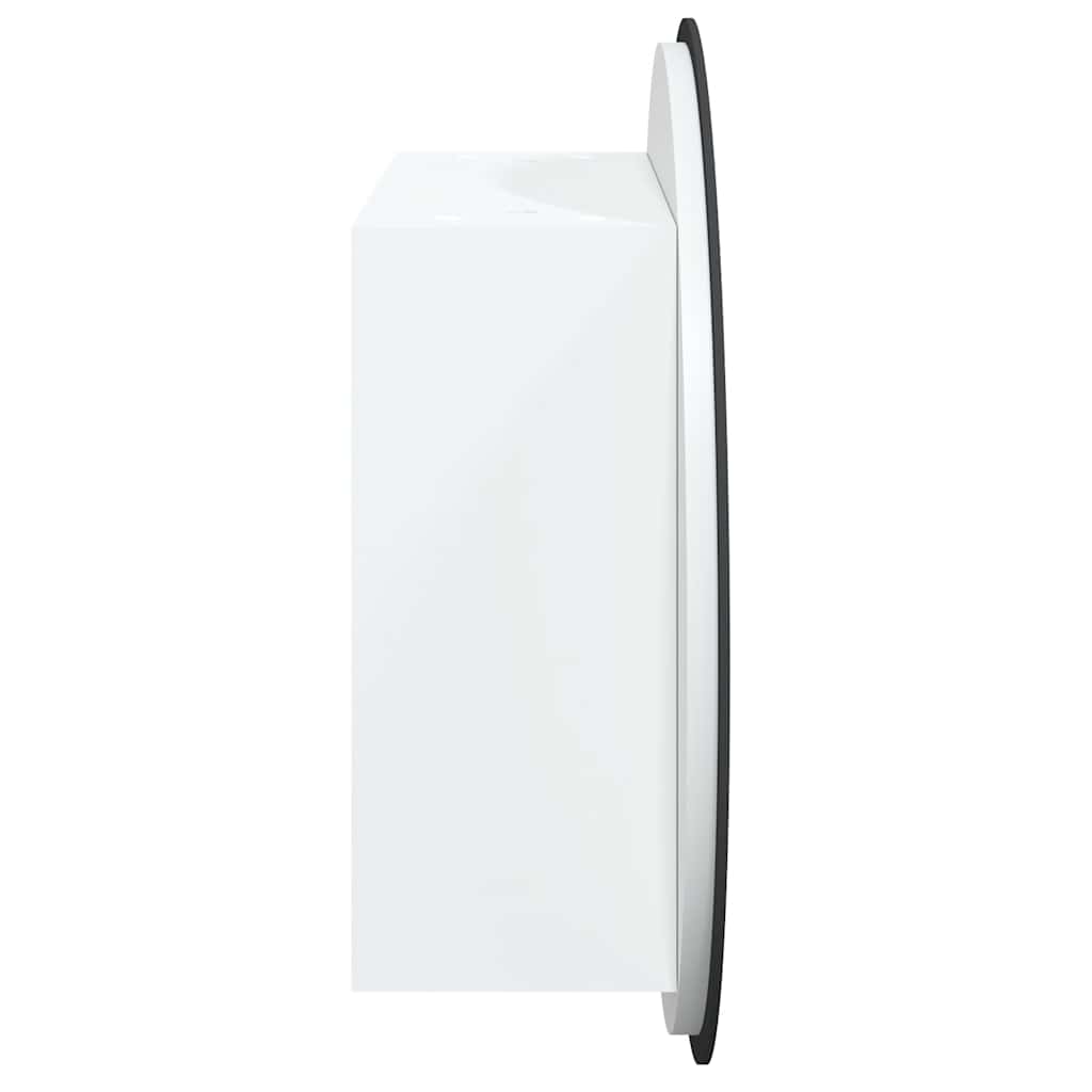 fehér fürdőszobai szekrény kerek tükörrel/LED-del 40x40x17,5 cm