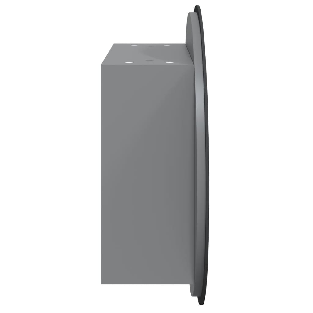 szürke fürdőszoba-szekrény kerek tükörrel/LED-del 40x40x17,5 cm