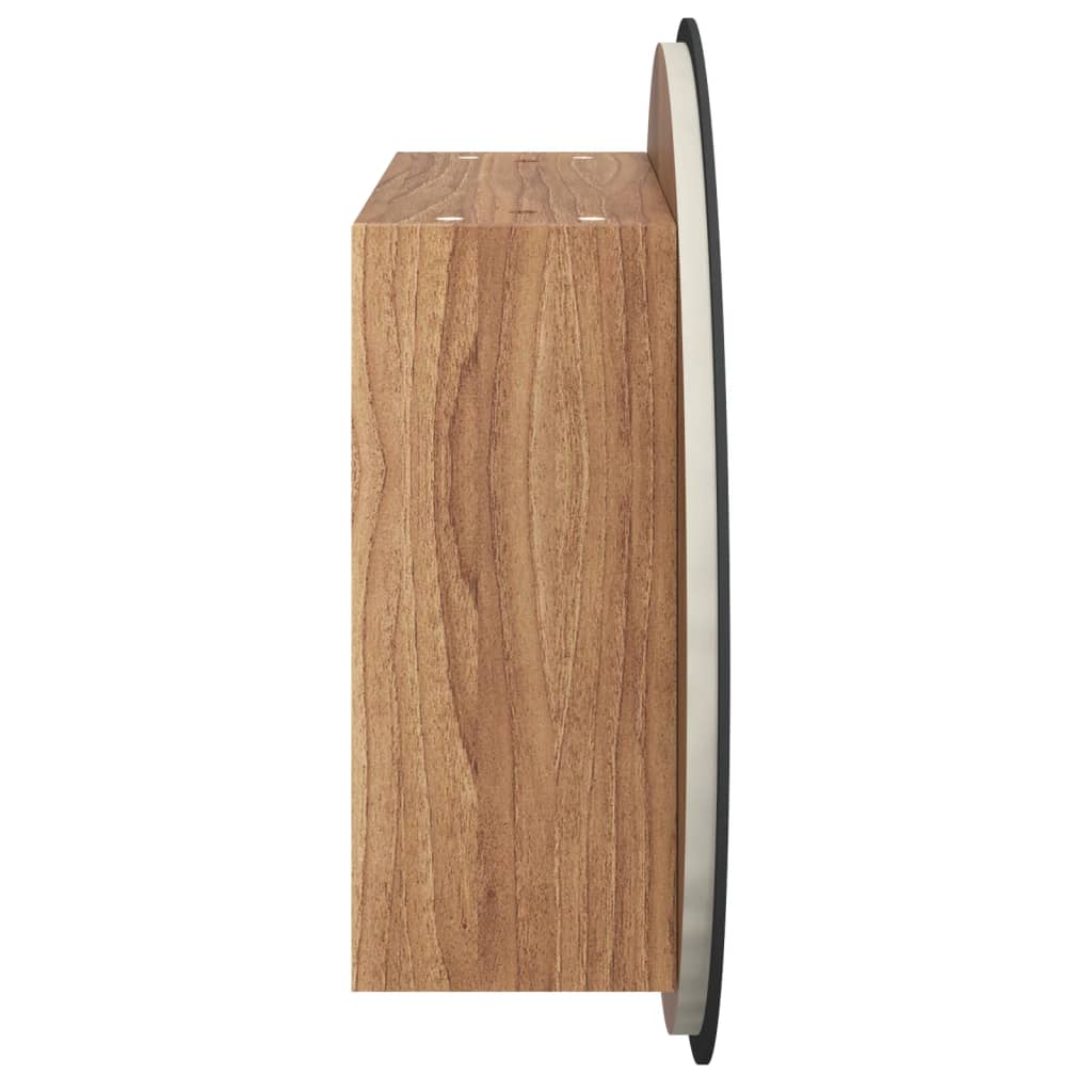 tölgy fürdőszobai szekrény kerek tükörrel/LED-del 47x47x17,5 cm