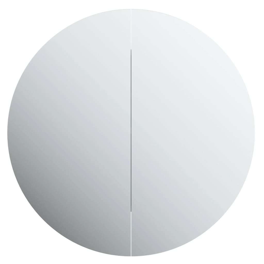 fehér fürdőszobai szekrény kerek tükörrel/LED-del 54x54x17,5 cm