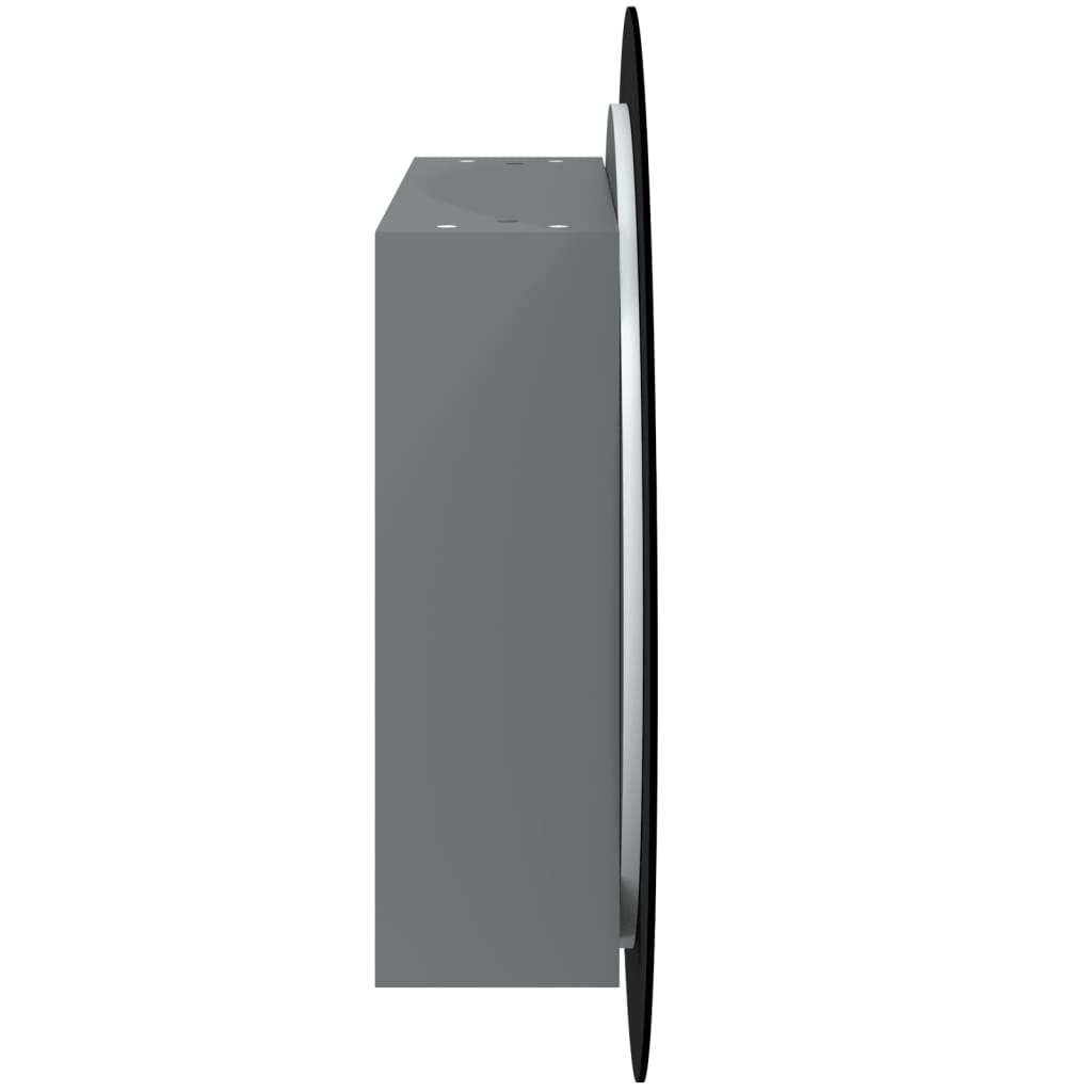 szürke fürdőszobaszekrény kerek tükörrel/LED-del 54x54x17,5 cm
