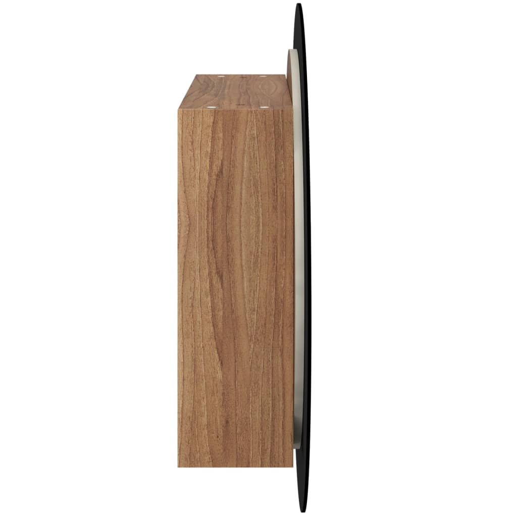 tölgy fürdőszobai szekrény kerek tükörrel/LED-del 54x54x17,5 cm