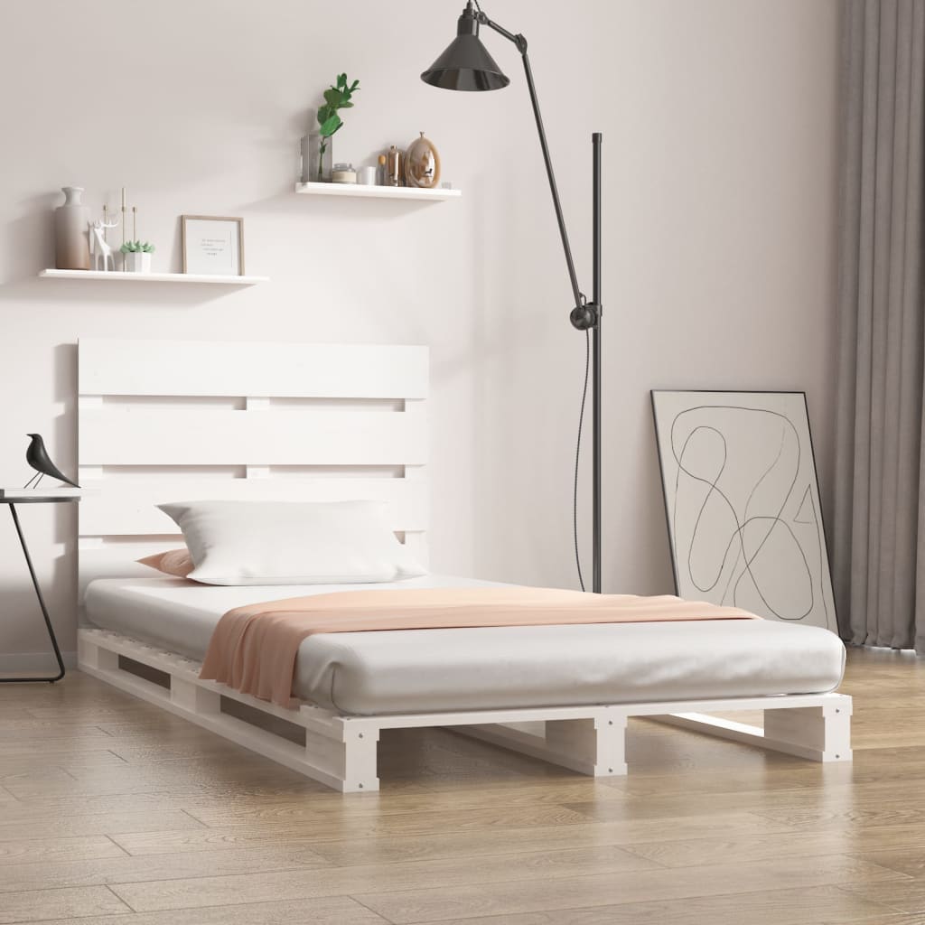 fehér tömör fenyőfa ágy matrac nélkül 90 x 200 cm