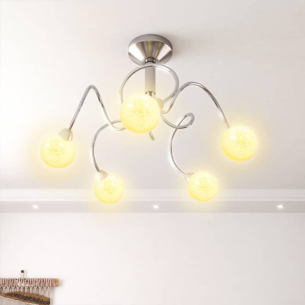 mennyezeti lámpa kerek üvegburákkal 5 db G9 LED-lámpához