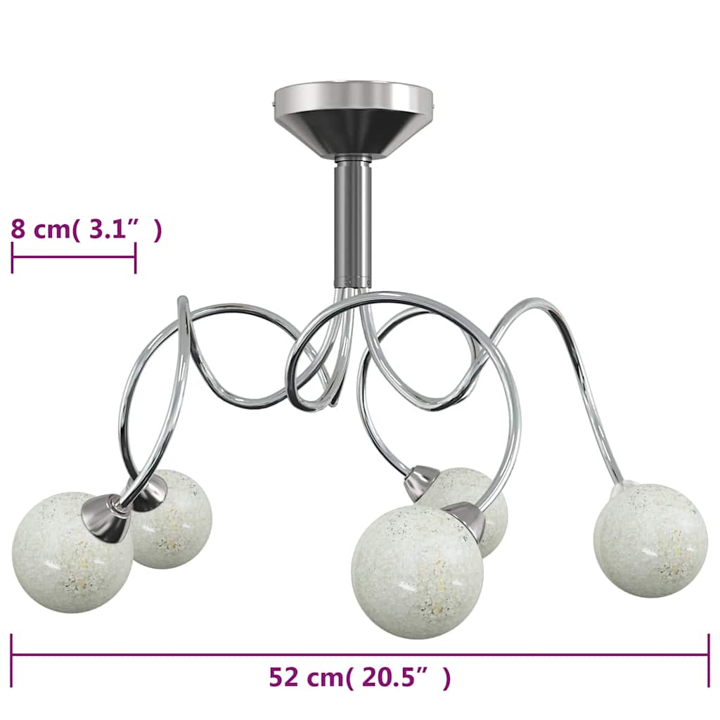 mennyezeti lámpa kerek üvegburákkal 5 db G9 LED-lámpához