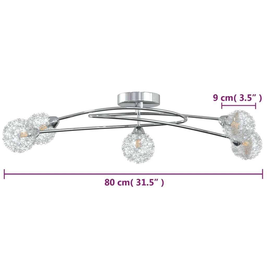 mennyezeti lámpa dróthálós burákkal 5 db G9 LED-lámpával
