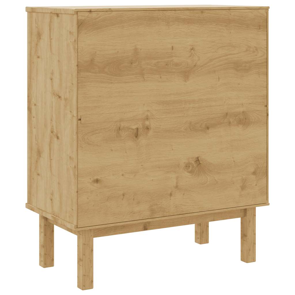 OTTA barna-fehér tömör fenyőfa fiókos szekrény 76,5x39,5x90 cm