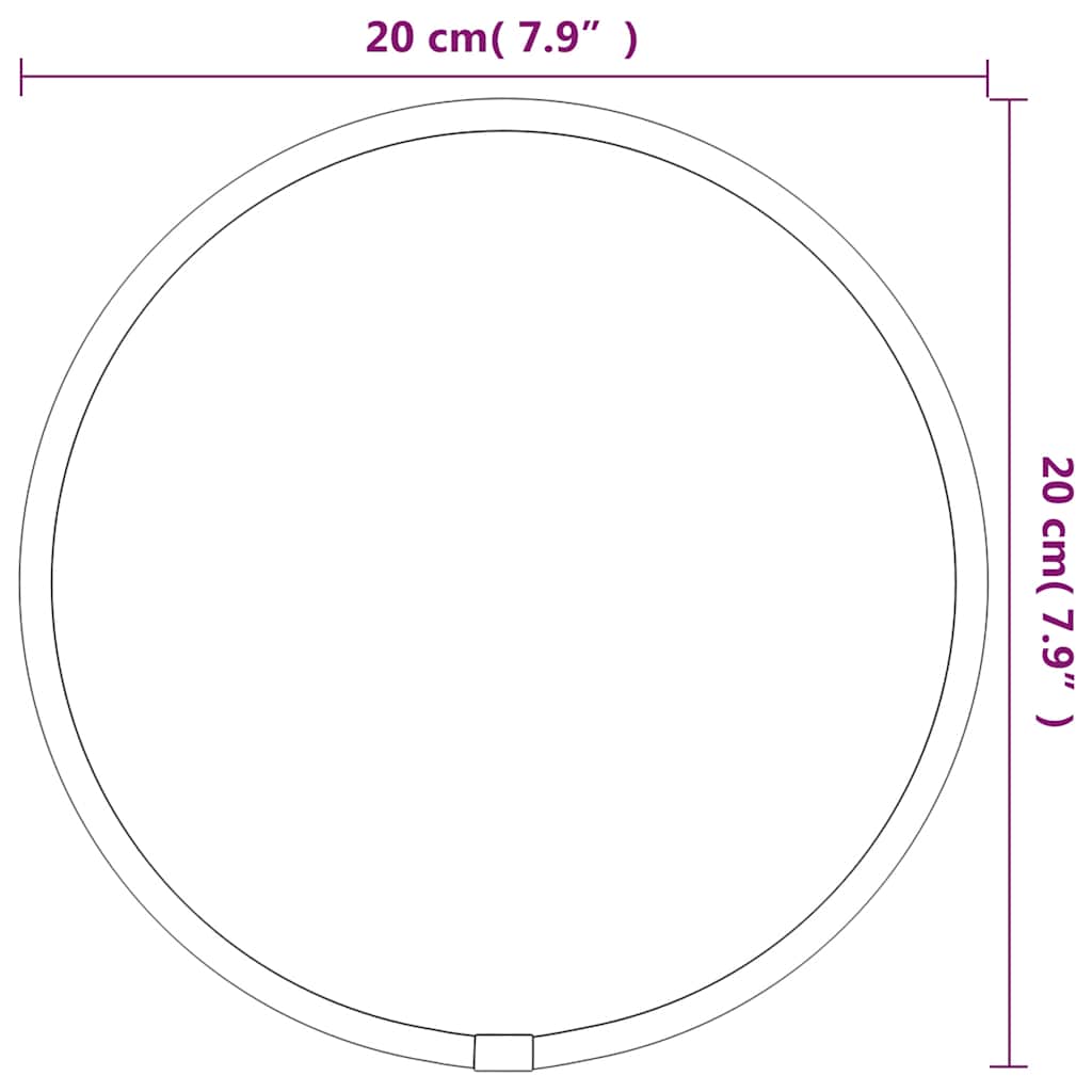 fekete falitükör Ø 20 cm Kerek