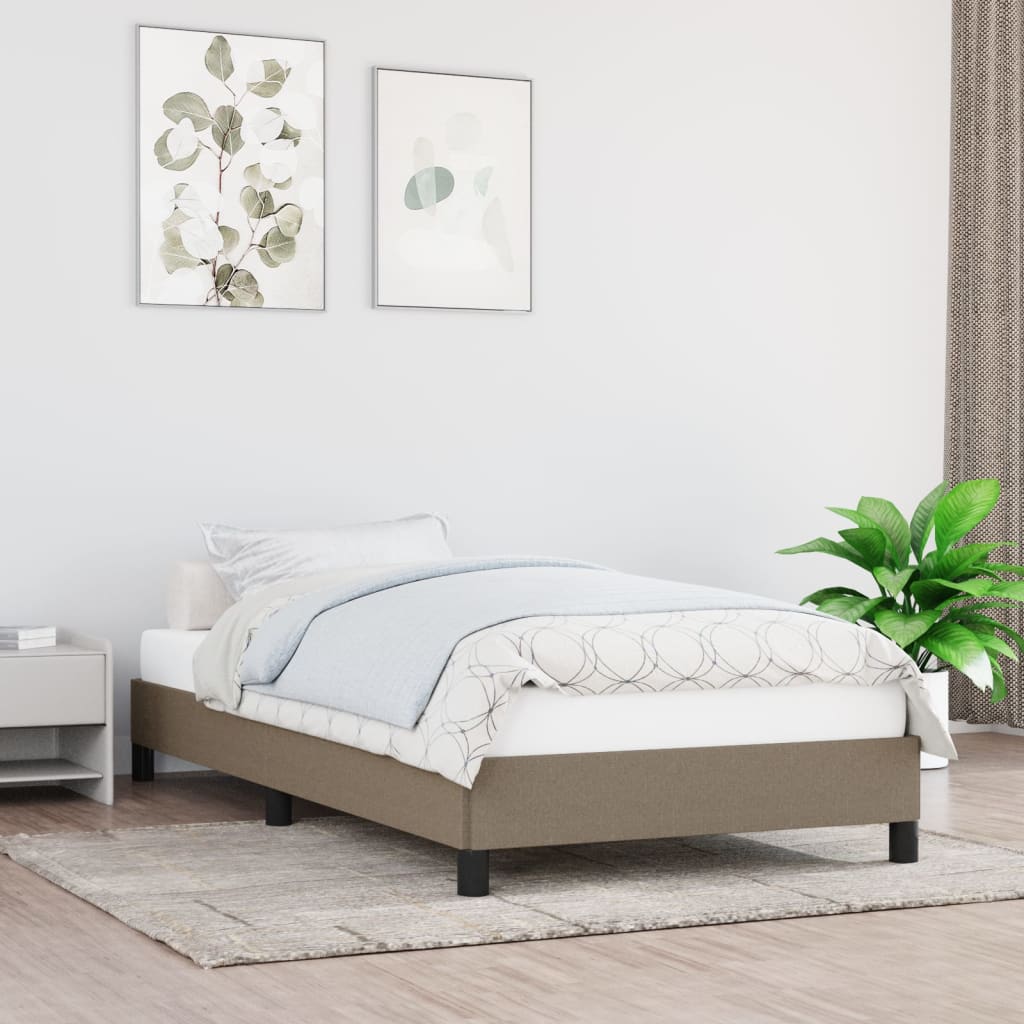 tópszínű szövet ágykeret matrac nélkül 90x200 cm