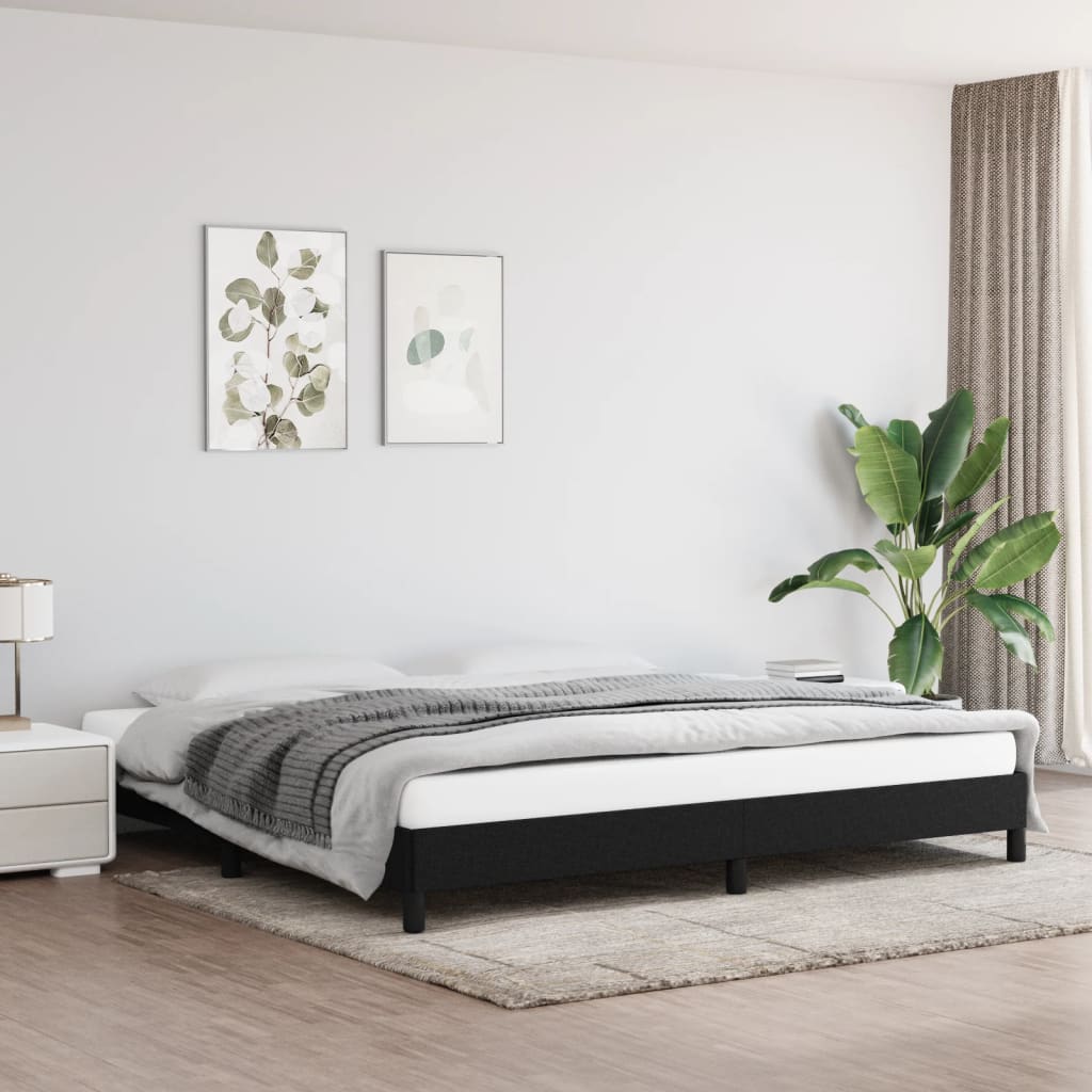 fekete szövet ágykeret matrac nélkül 200 x 200 cm