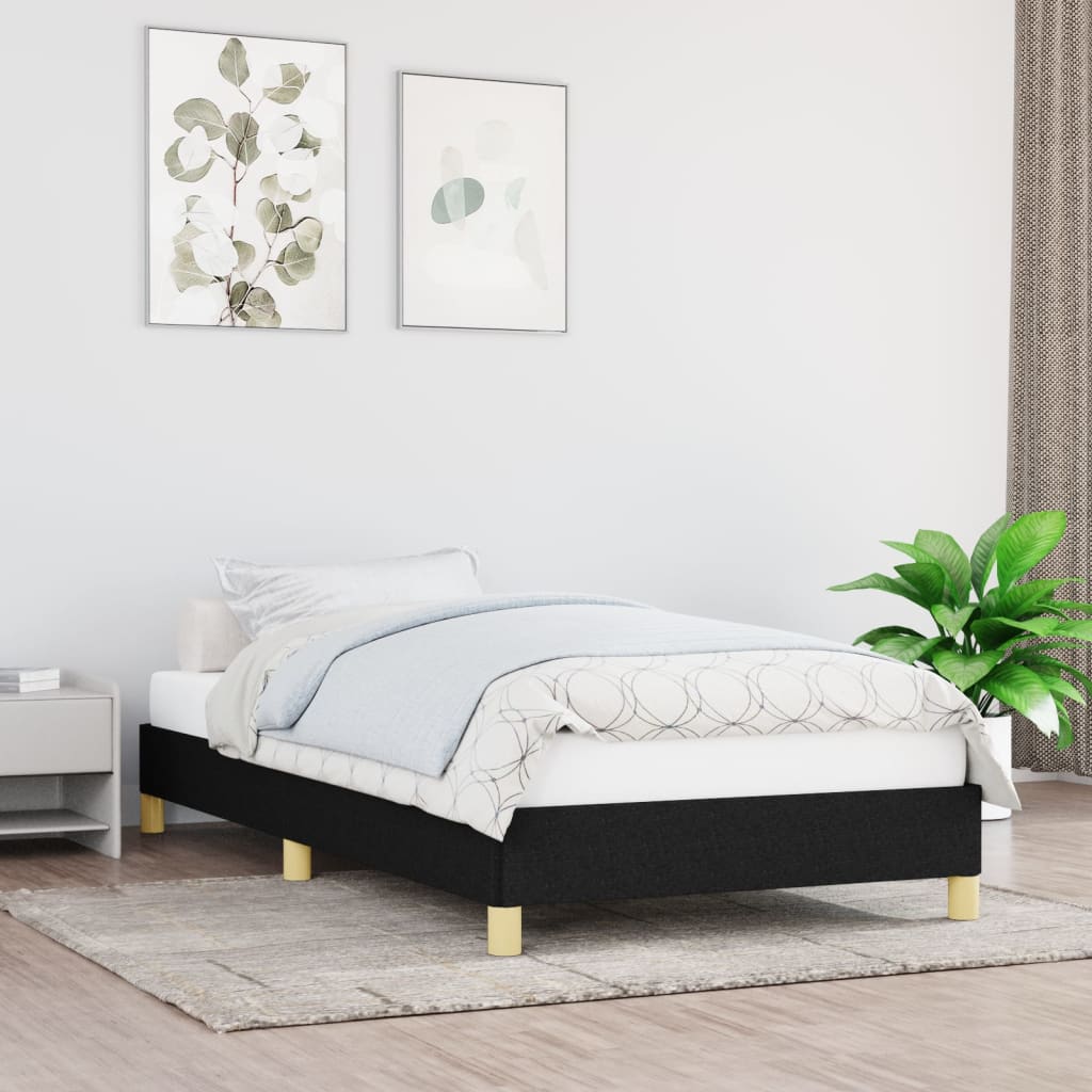 ágykeret matrac nélkül fekete 90x200 cm szövet