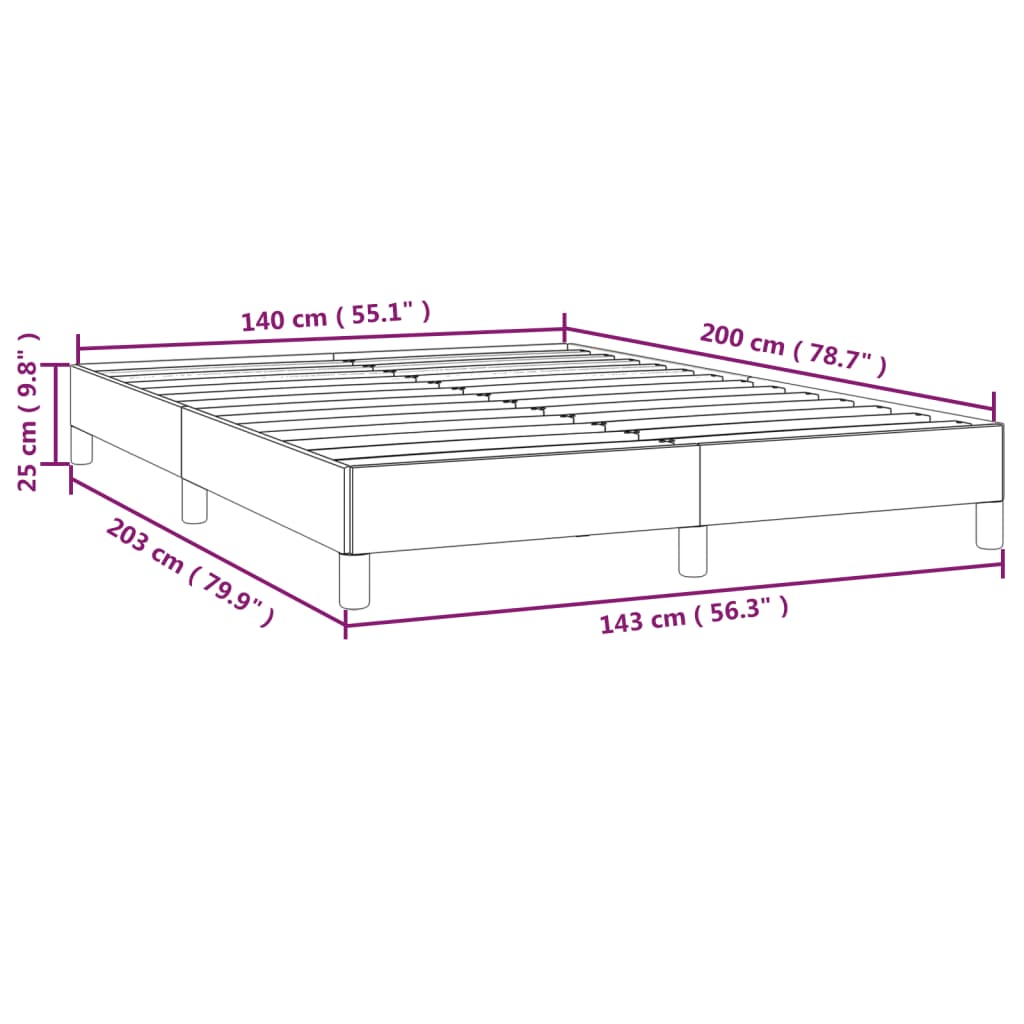 fekete szövet ágykeret matrac nélkül 140x200 cm
