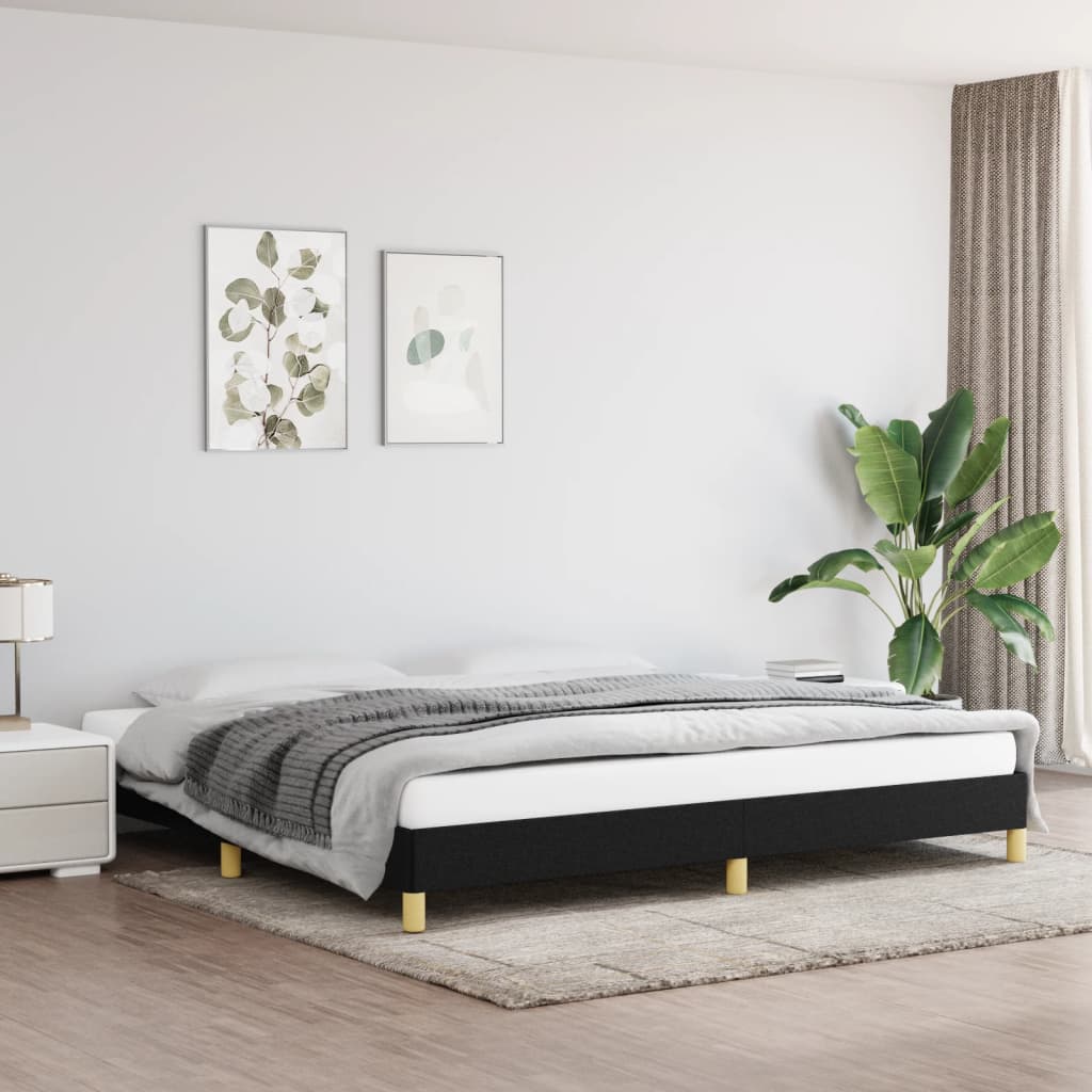 fekete szövet ágykeret matrac nélkül 200 x 200 cm