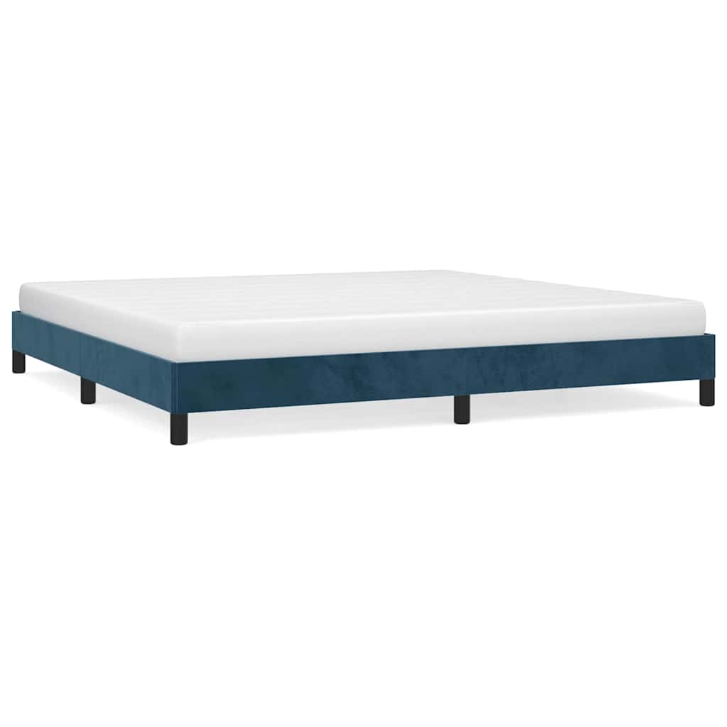 sötétkék bársony ágykeret matrac nélkül 200x200 cm