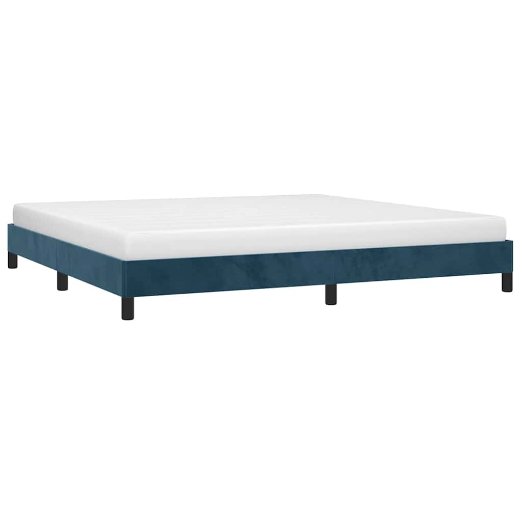 sötétkék bársony ágykeret matrac nélkül 200x200 cm