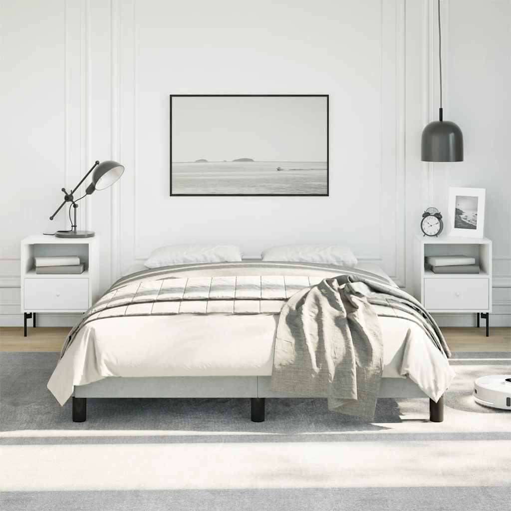 világosszürke ágykeret matrac nélkül 137 x 190 cm teljes bársony