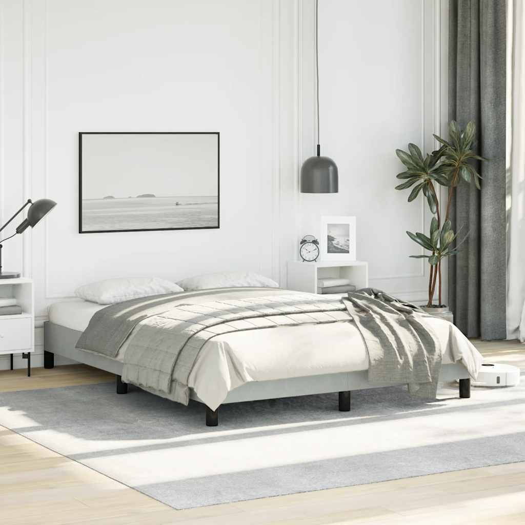 világosszürke ágykeret matrac nélkül 137 x 190 cm teljes bársony