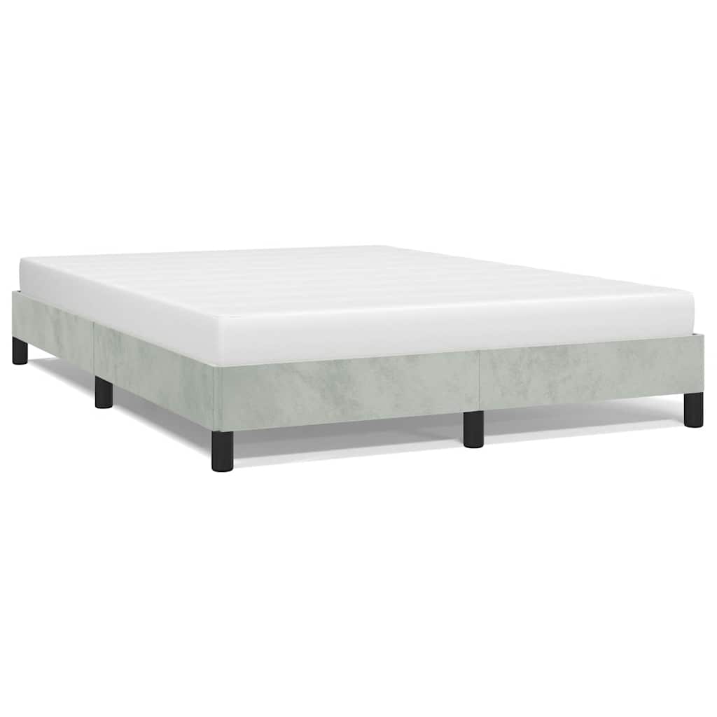 világosszürke bársony ágykeret matrac nélkül 152 x 203 cm queen size méret