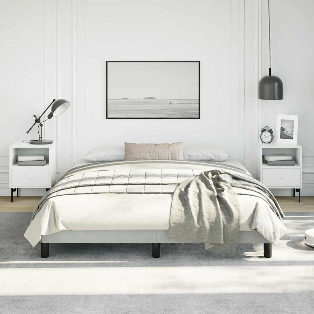 világosszürke bársony ágykeret matrac nélkül 152 x 203 cm queen size méret